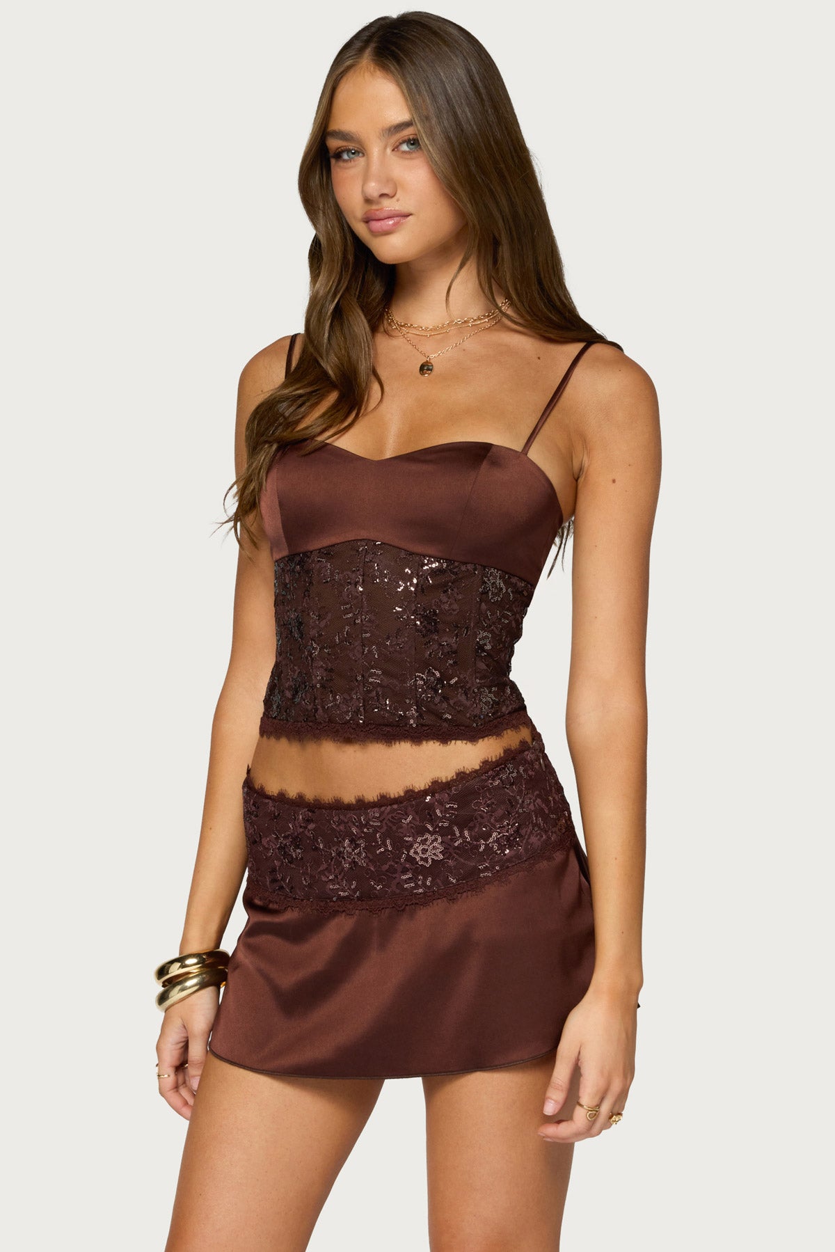 Kya Lacey Satin Effect Corset
