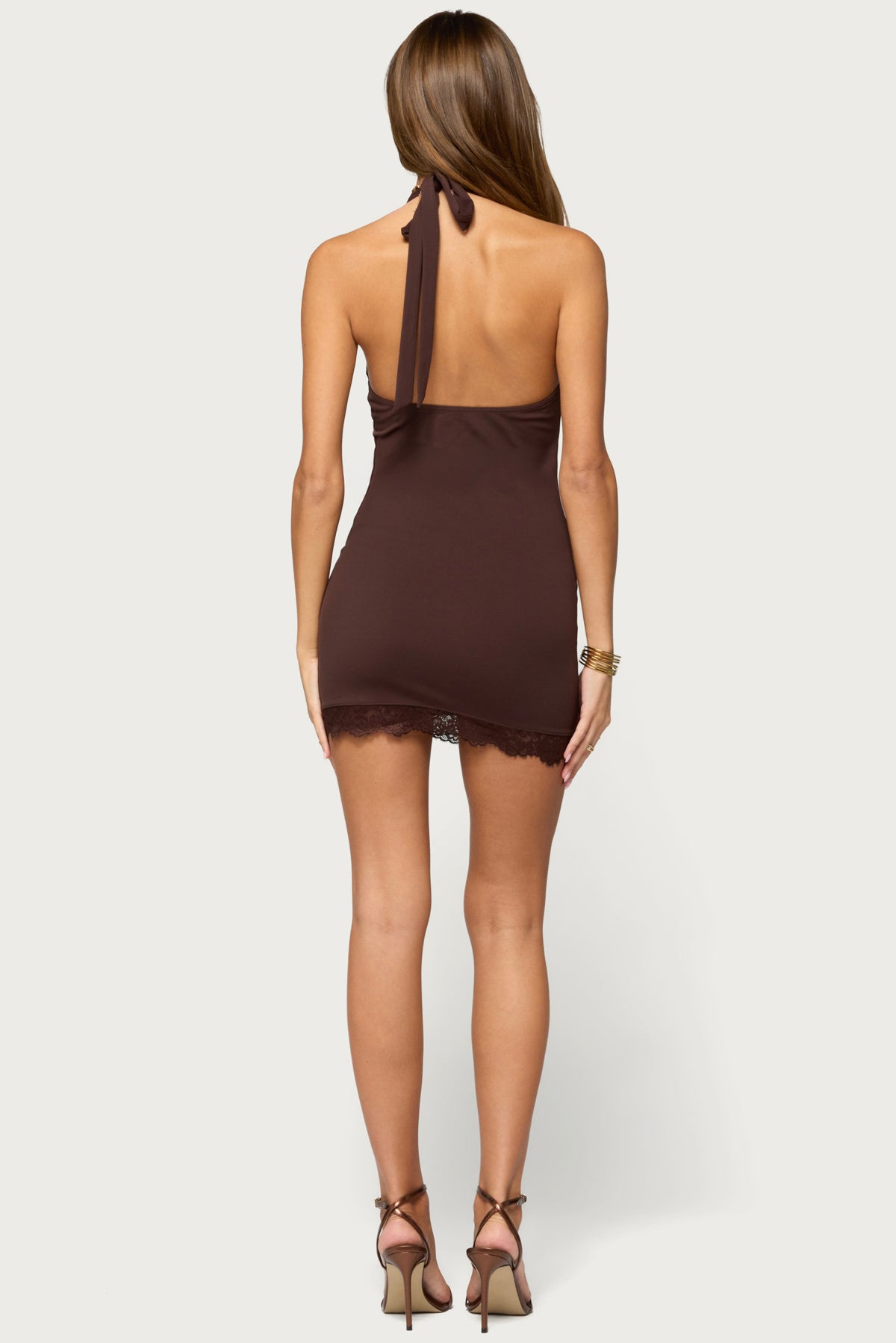 Ellah Lacey Halter Mini Dress