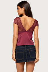 Evah Lacey Satin Effect Top
