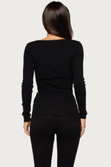 Raira Scalloped Knit Long Sleeve Top
