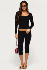 Raira Scalloped Knit Long Sleeve Top