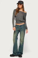 Luiza Striped Off Shoulder Long Sleeve Top