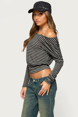 Luiza Striped Off Shoulder Long Sleeve Top