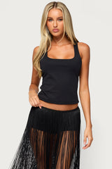 Cemre Lacey Rhinestone Racerback Tank Top