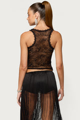 Cemre Lacey Rhinestone Racerback Tank Top