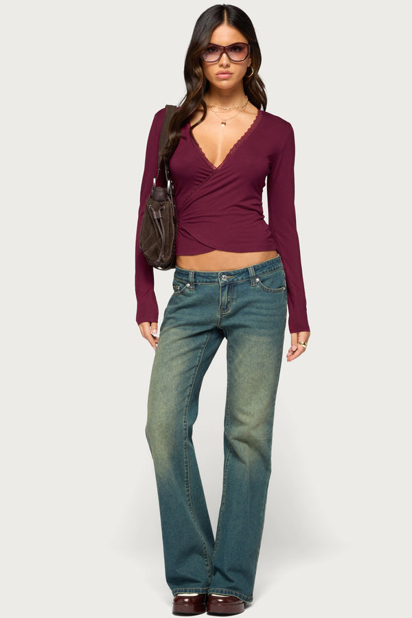 Camri Lacey Long Sleeve Wrap Top view 2