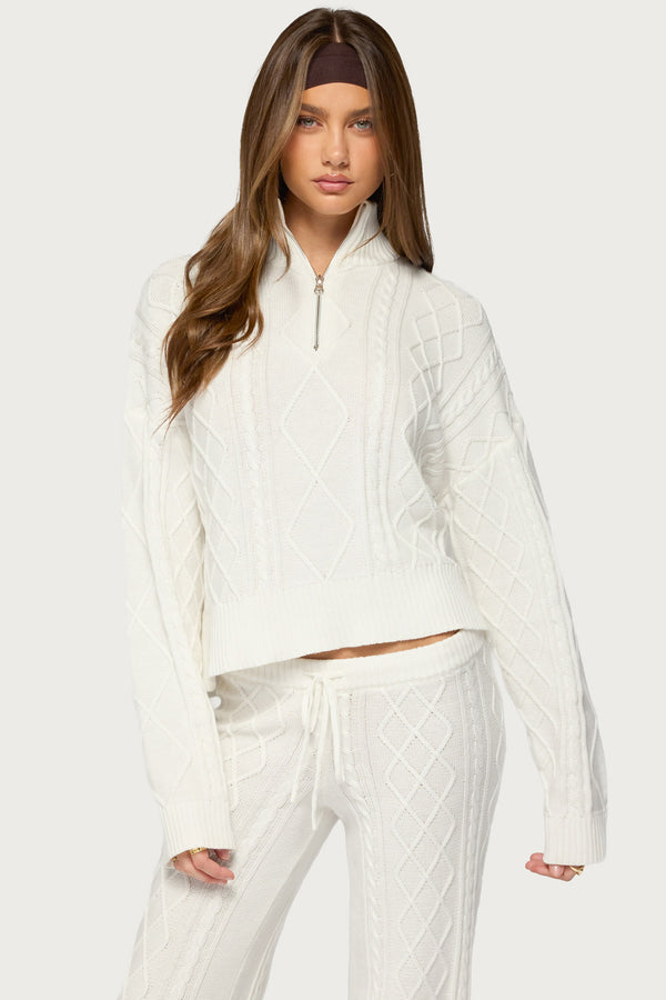 Fika Quarter Zip Cable Knit Sweater view 1