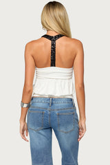 Timara Draped Ruched Sequin Top