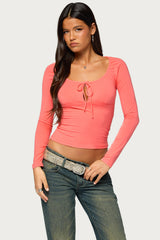 Daun Ruched Tie Long Sleeve Top