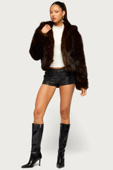 Faylin Hooded Faux Fur Jacket