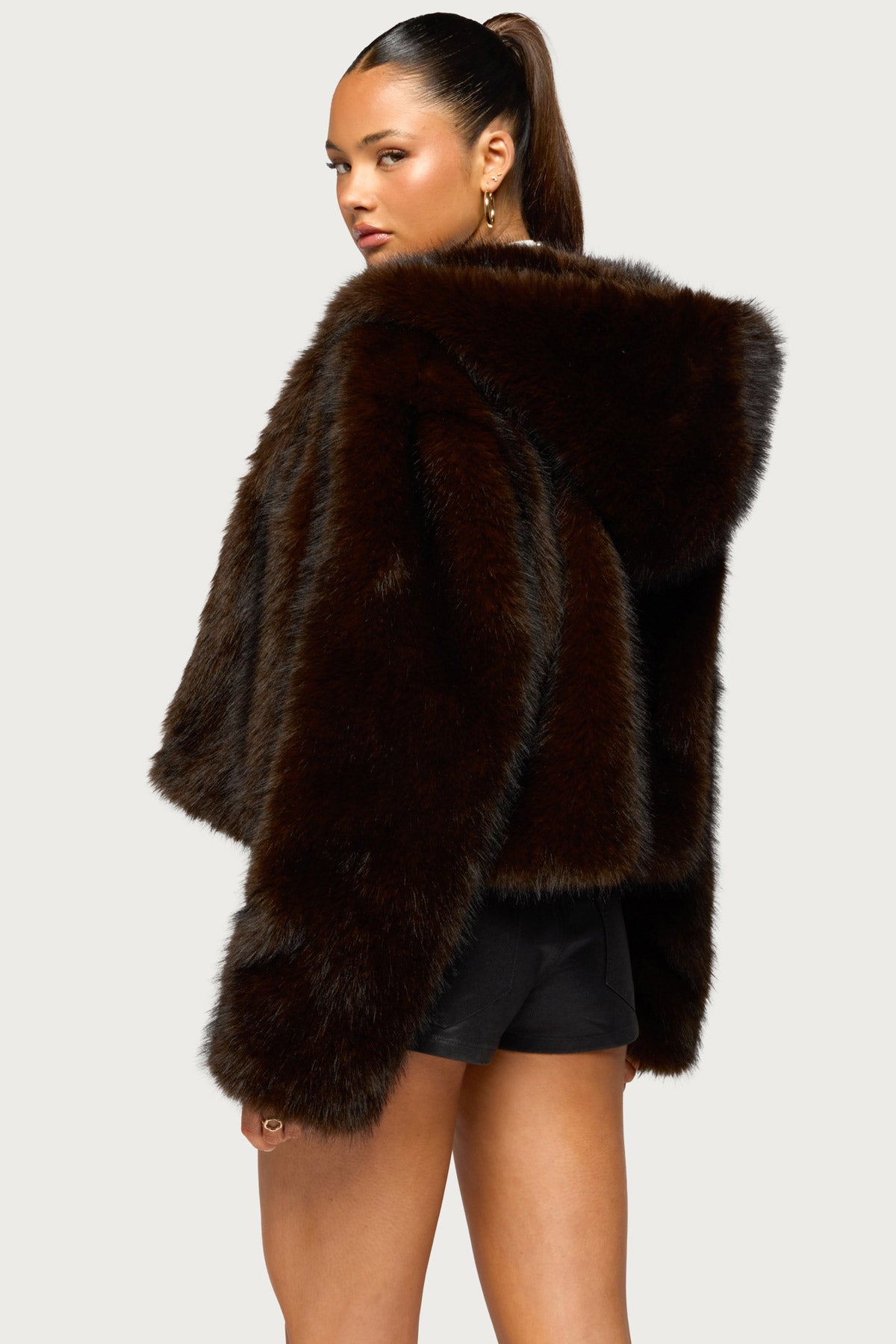 Faylin Hooded Faux Fur Jacket