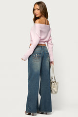 Estie Textured Knit Off Shoulder Sweater
