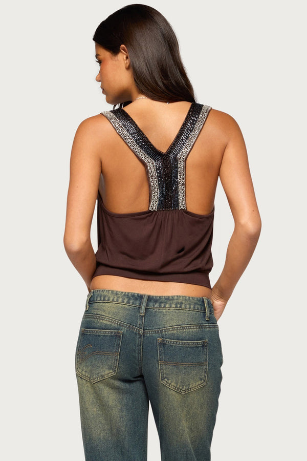 Marti Beaded Racerback Top view 1