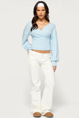 Mayan Pointelle Knit Wrap Sweater