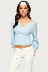 Mayan Pointelle Knit Wrap Sweater