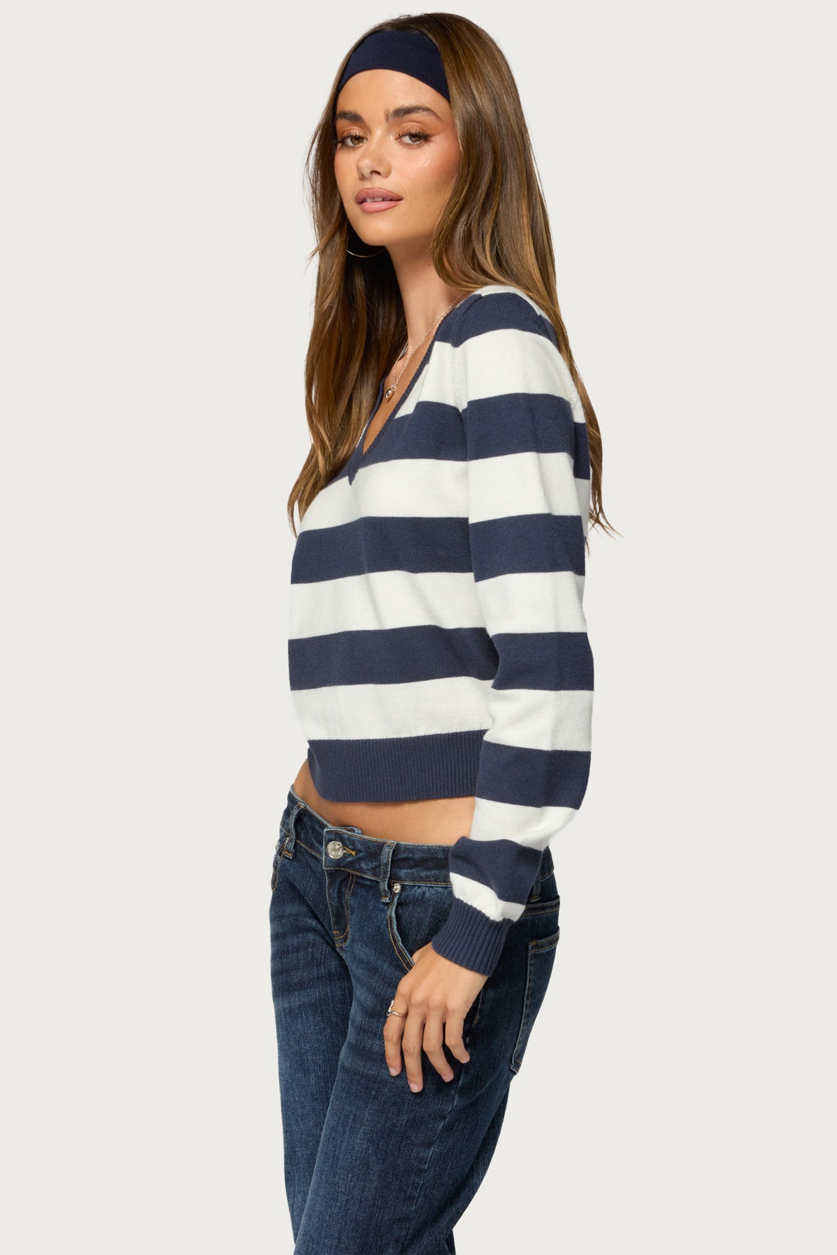 Austen Striped V Neck Sweater