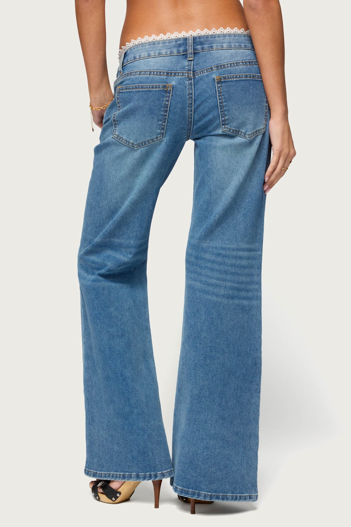Guida Low Rise Wide Leg Lacey Jeans