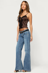Charleigh Lacey Button Up Satin Effect Top
