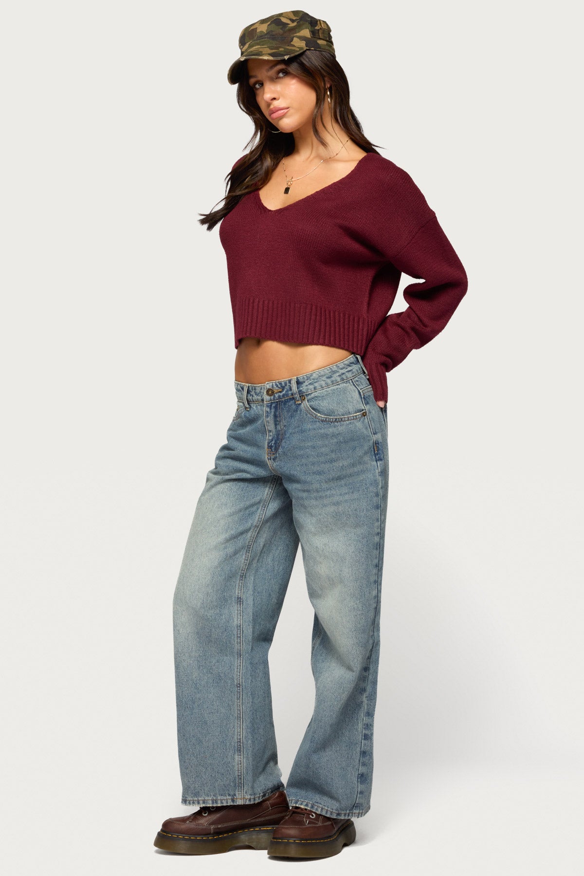 Petite Raelynn Washed Low Rise Baggy Jeans