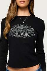 Bellah Rhinestone Graphic Top