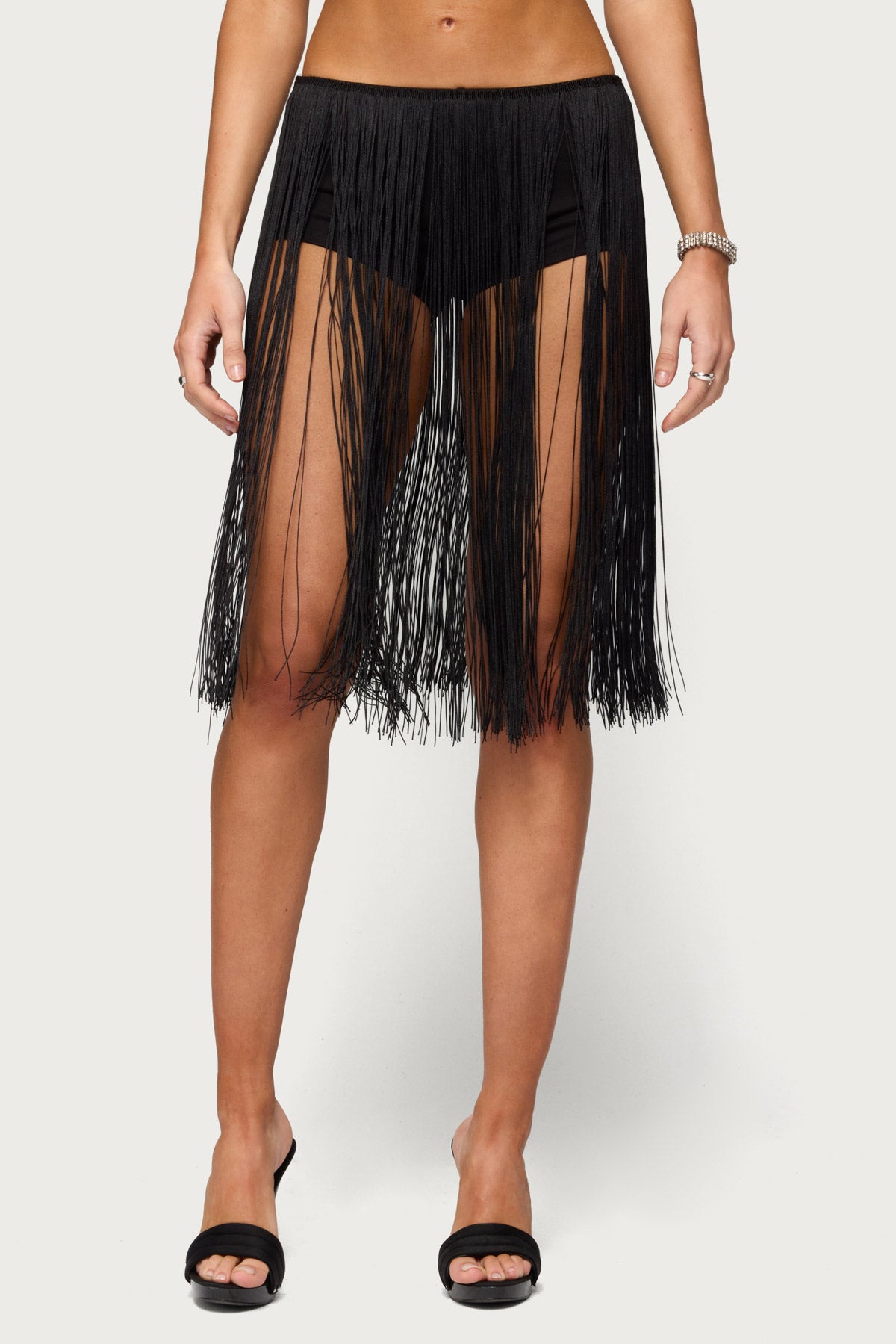 Kaidence Built In Shorts Fringed Midi Skirt