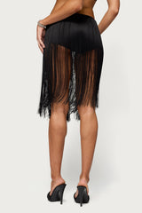 Kaidence Built In Shorts Fringed Midi Skirt