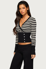 Laytan Striped Wrap Sweater