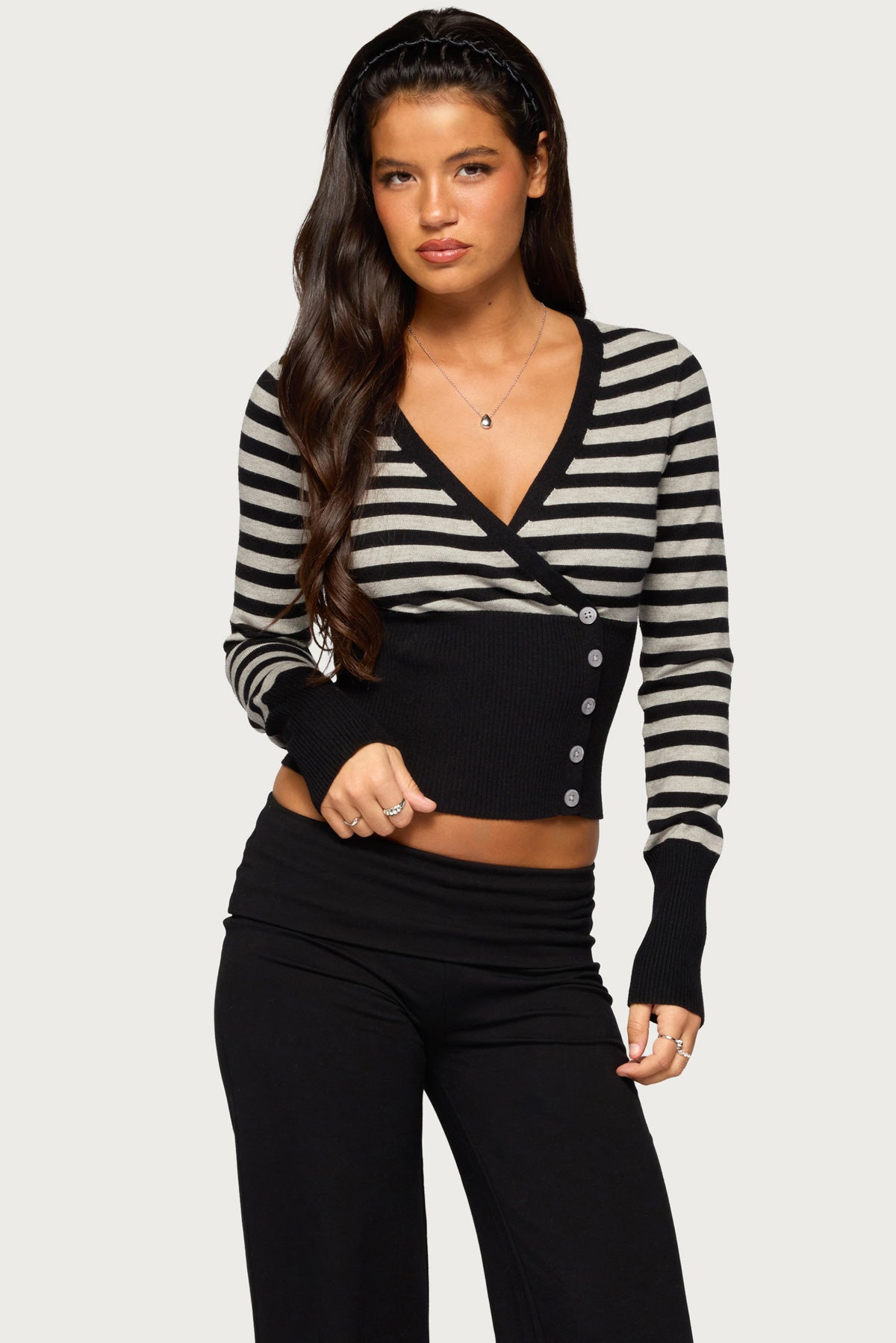 Laytan Striped Wrap Sweater