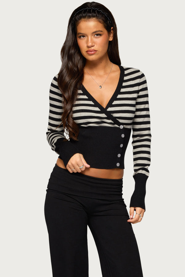 Laytan Striped Wrap Sweater view 1