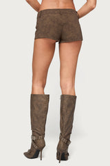 Rinnah Faux Suede Micro Shorts