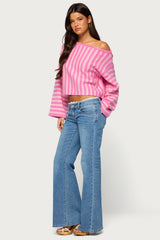 Jacey Off Shoulder Striped Sweater