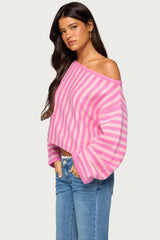 Jacey Off Shoulder Striped Sweater