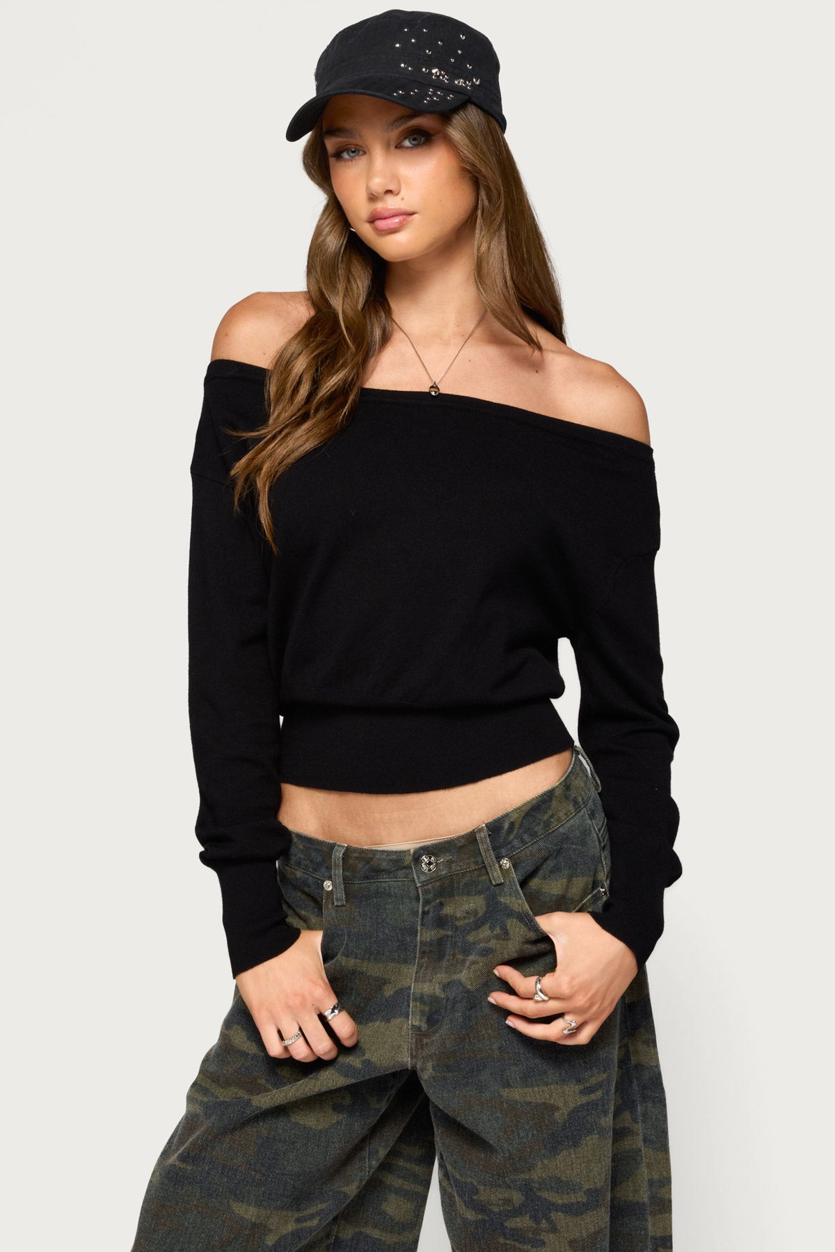 Bekky Off Shoulder Knit Sweater