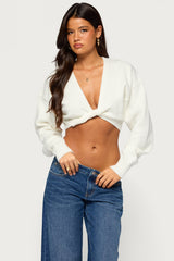 Lorrie Twist Front Cropped Knit Sweater