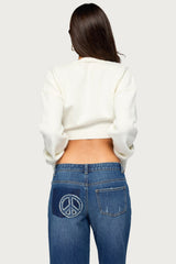 Lorrie Twist Front Cropped Knit Sweater