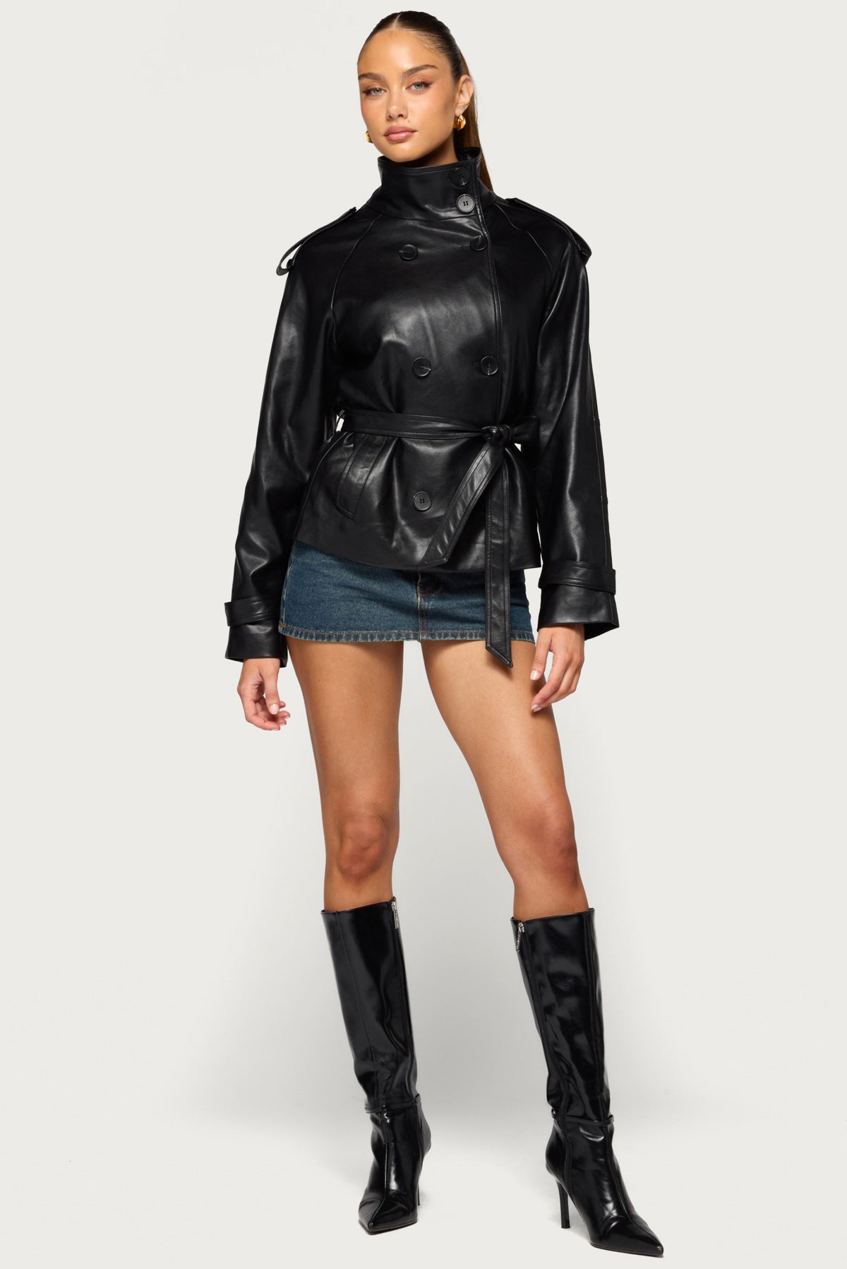 Christie High Neck Faux Leather Jacket