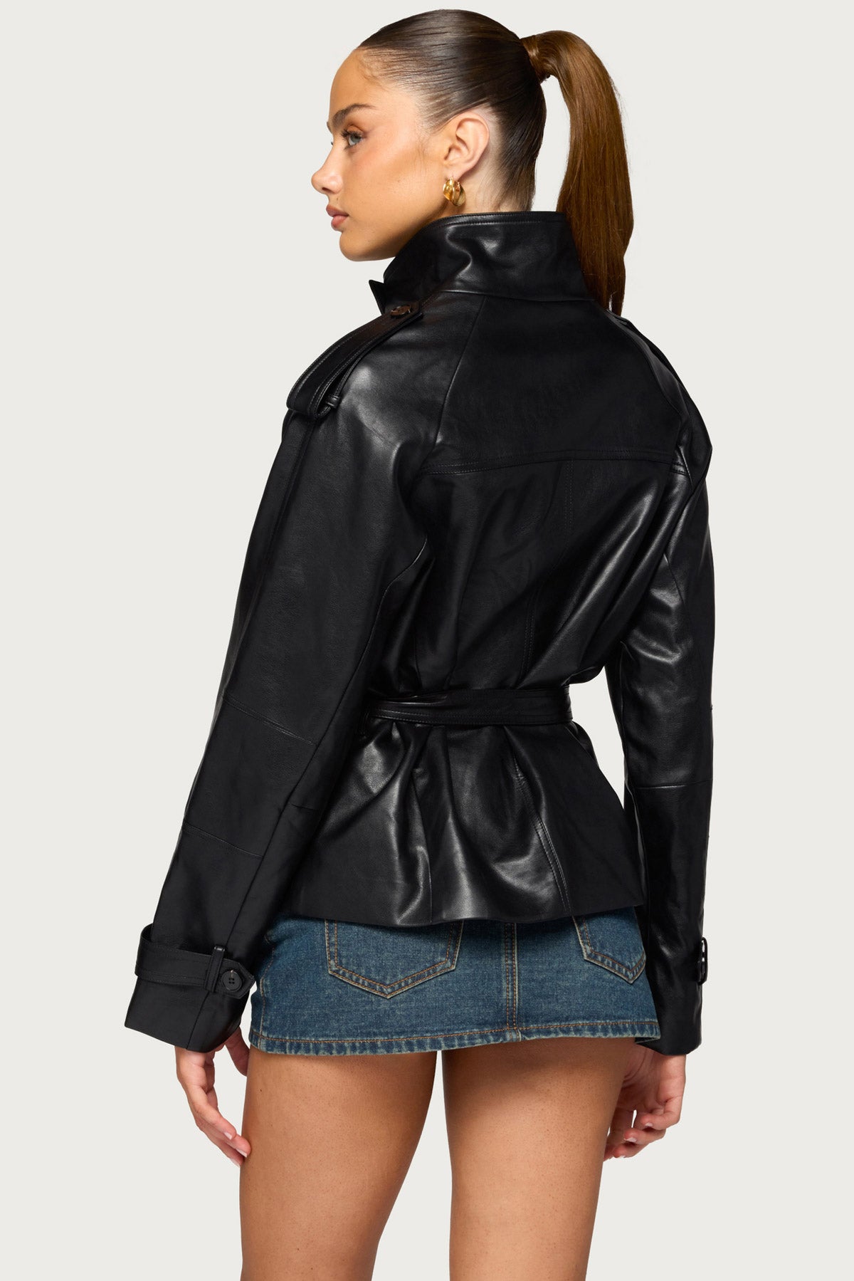 Christie High Neck Faux Leather Jacket