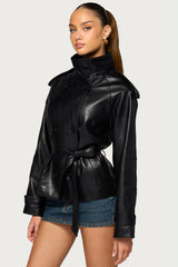 Christie High Neck Faux Leather Jacket