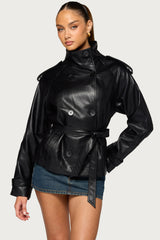Christie High Neck Faux Leather Jacket