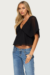 Rileigh V Neck Flutter Top