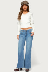 Nully V Neck Lacey Sweater