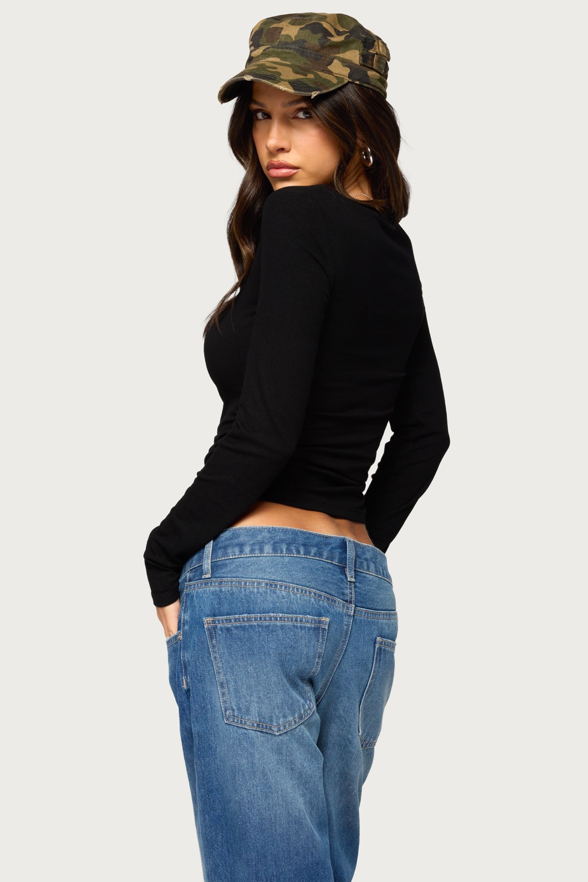 Jackee Lacey Ribbed Henley Top