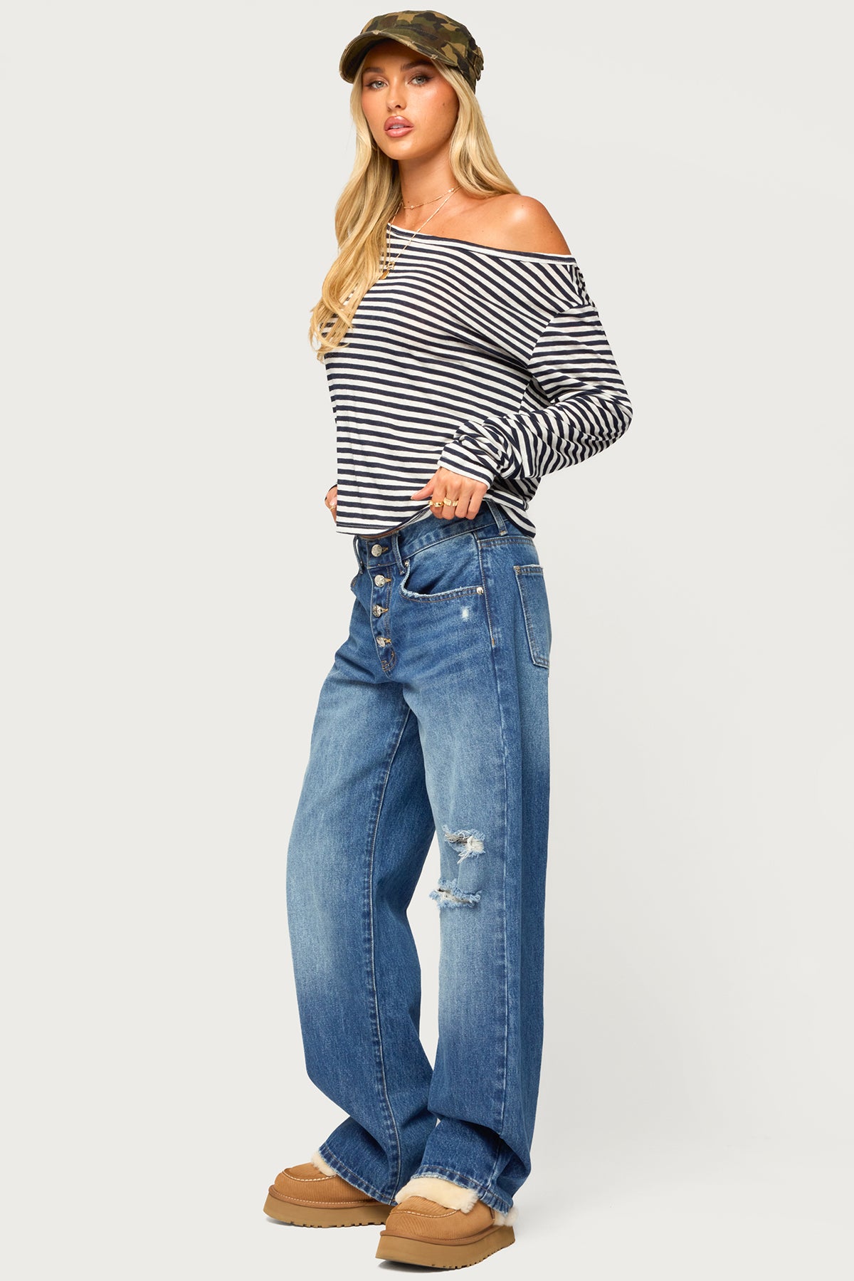 Kathee Striped Off Shoulder Top