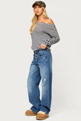 Kathee Striped Off Shoulder Top