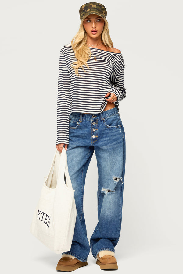 Kathee Striped Off Shoulder Top view 2