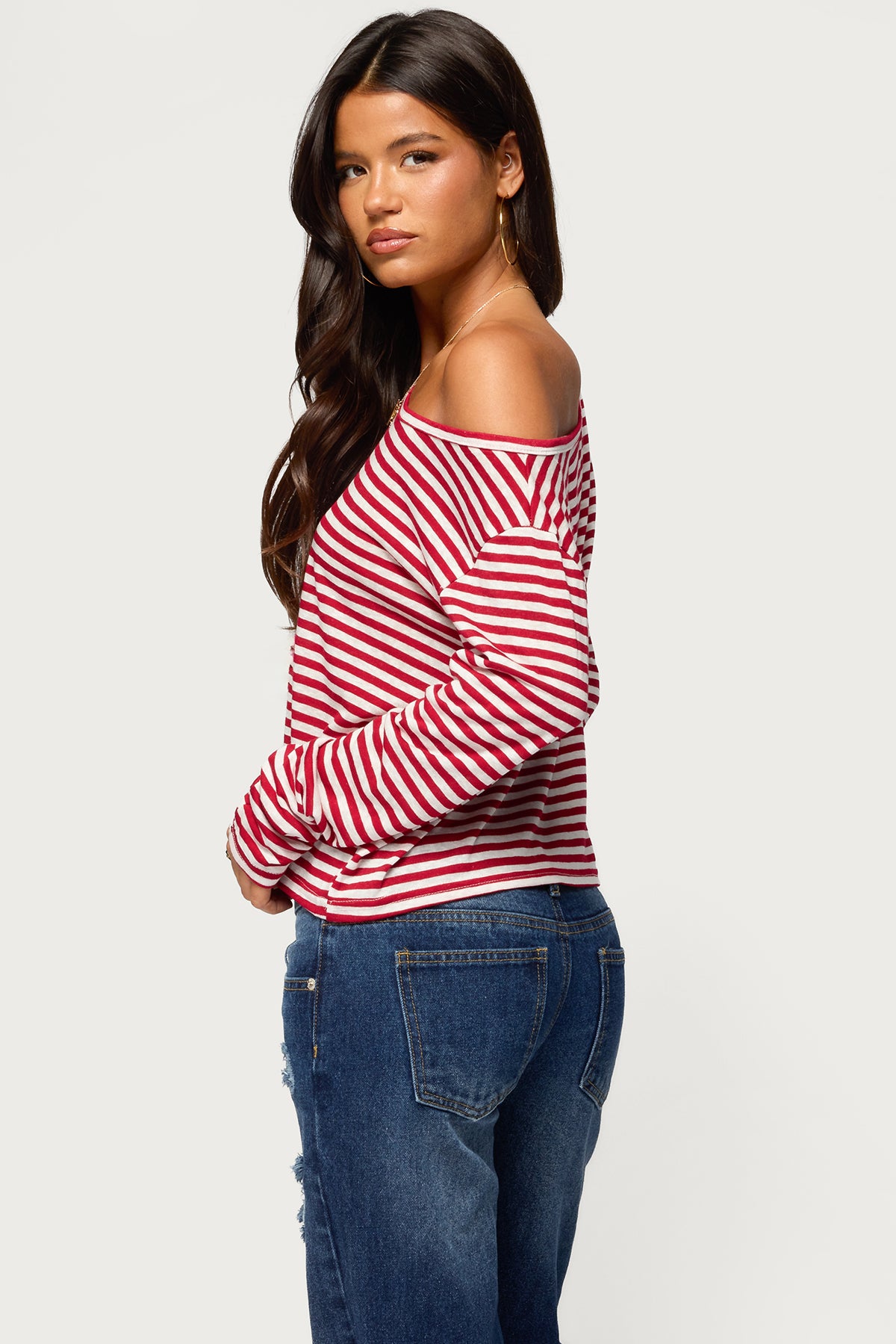Kathee Striped Off Shoulder Top
