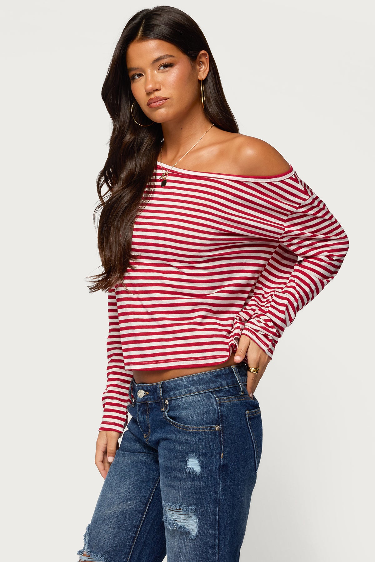 Kathee Striped Off Shoulder Top