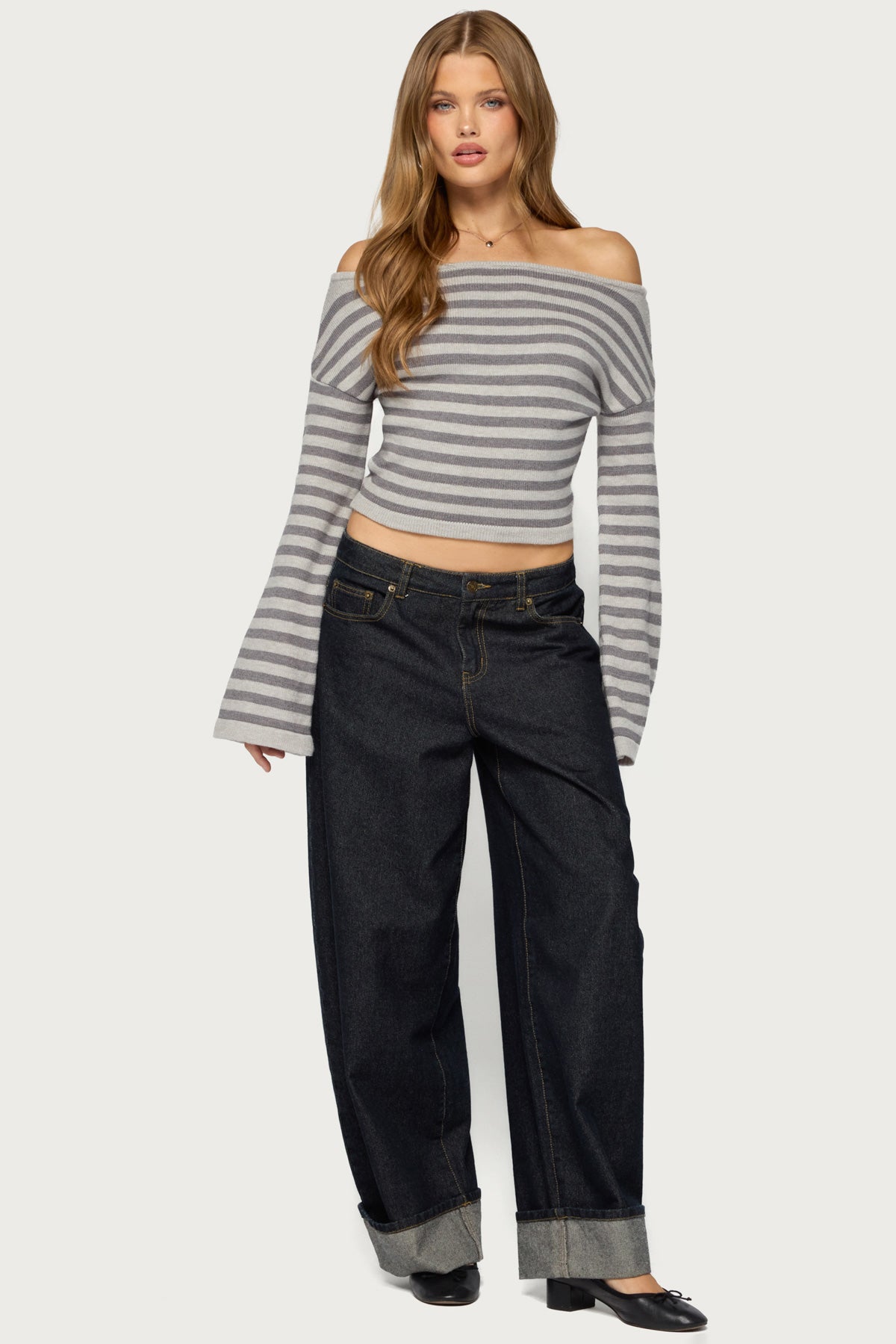 Shirelle Off Shoulder Striped Sweater