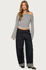 Shirelle Off Shoulder Striped Sweater