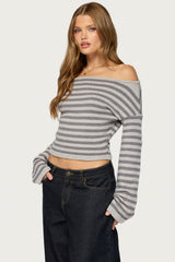 Shirelle Off Shoulder Striped Sweater